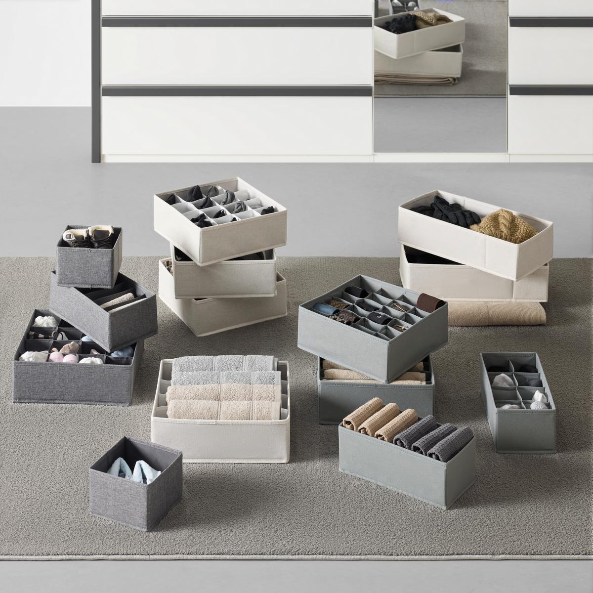 Sada úložných boxov 4 ks - tmavosivá, Modern, textil/papier - Mömax