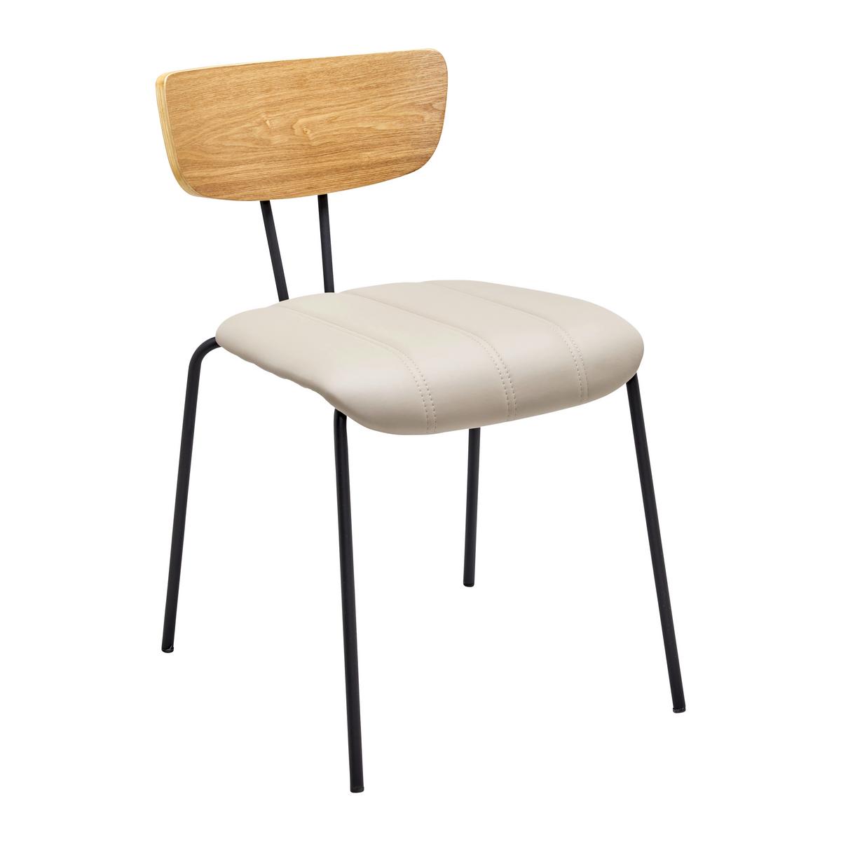 Židle CERA hnědošedá - černá/světle hnědá, Moderní, kov/dřevo (42/78/54cm) - Bessagi Home