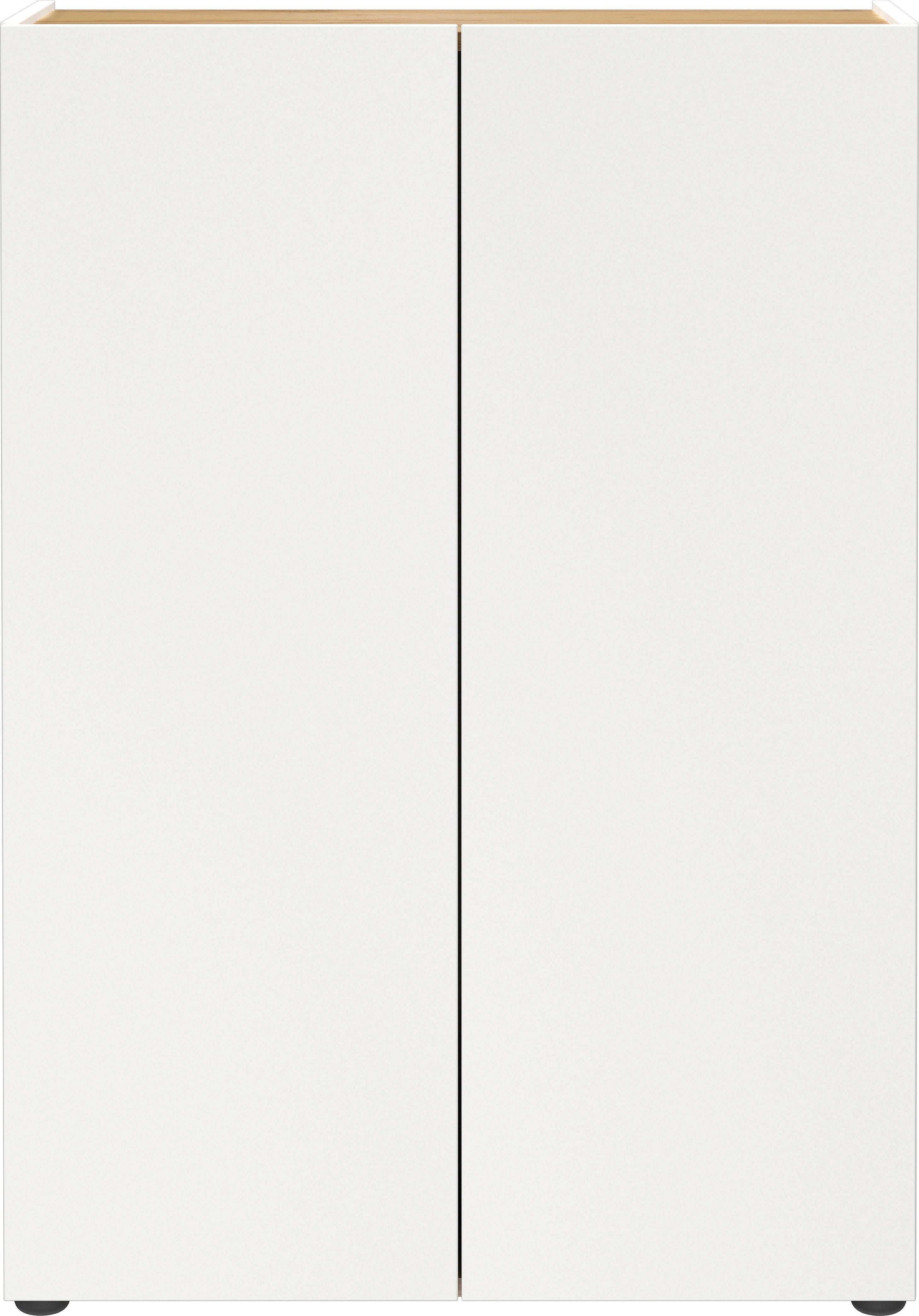 Schuhschrank Alviano Weiß/Eiche Dekor B: 74cm - Eichefarben/Schwarz, Design, Holzwerkstoff (74/105/33cm) - Germania