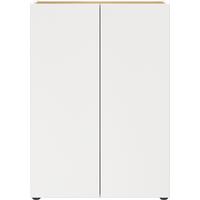 Schuhschrank Alviano Weiß/Eiche Dekor B: 74cm - Eichefarben/Schwarz, Design, Holzwerkstoff (74/105/33cm) - Germania