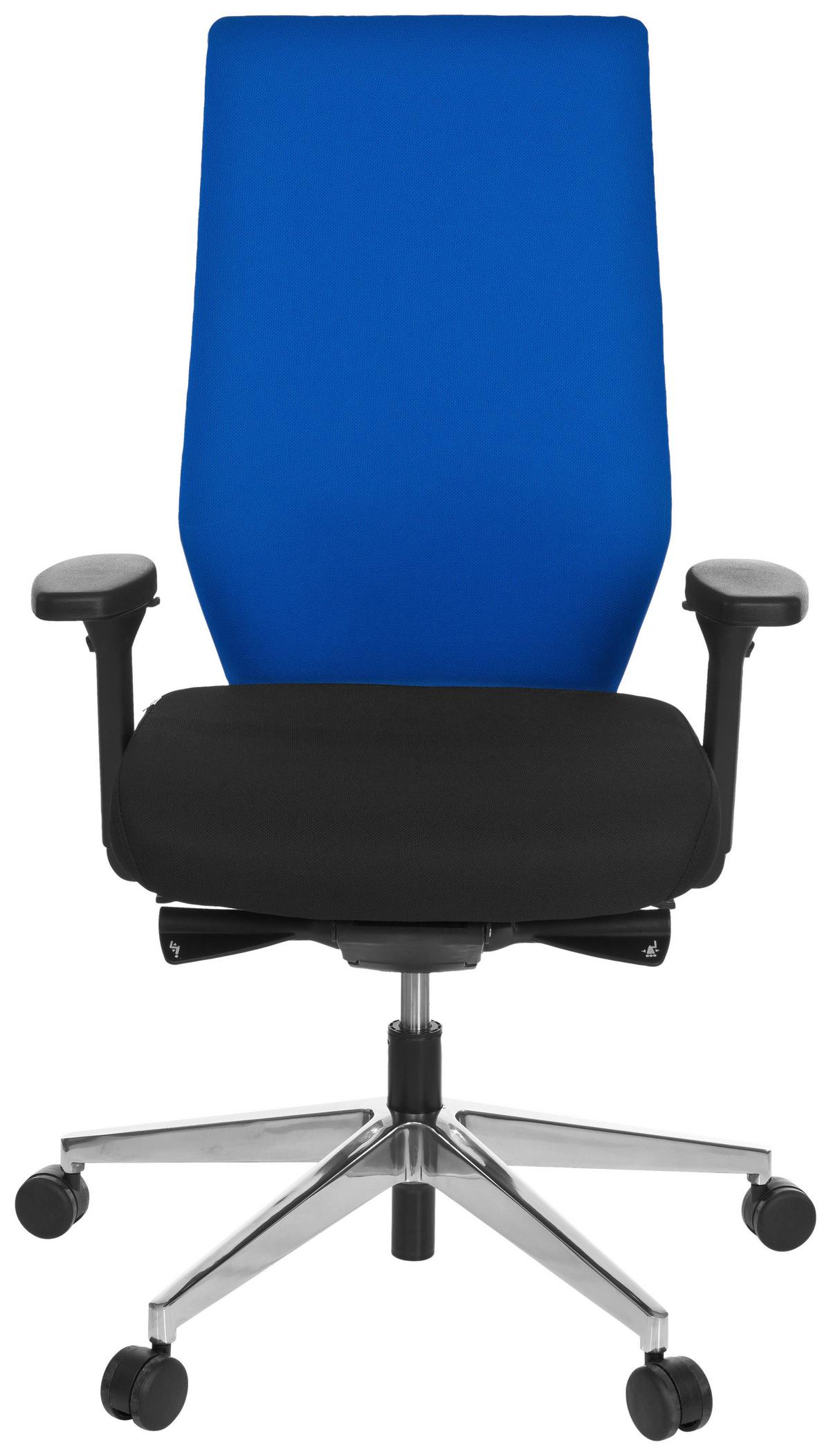 Drehstuhl in Schwarz und Blau mit verstellbarer Rückenlehne