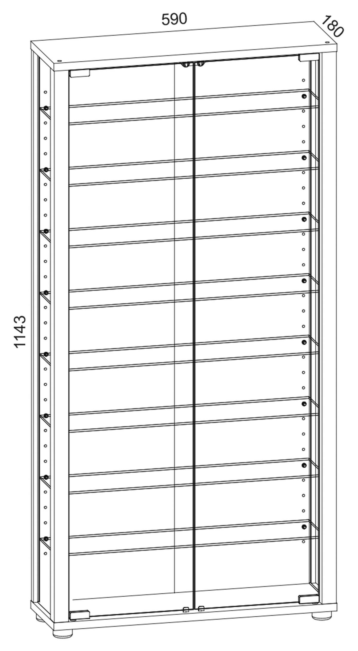 Vitrine Vitrosa Nussbaumfabren Dekor B: 59 cm - Nussbaumfarben/Schwarz, Design, Glas/Holzwerkstoff (59/114/18cm) - MID.YOU