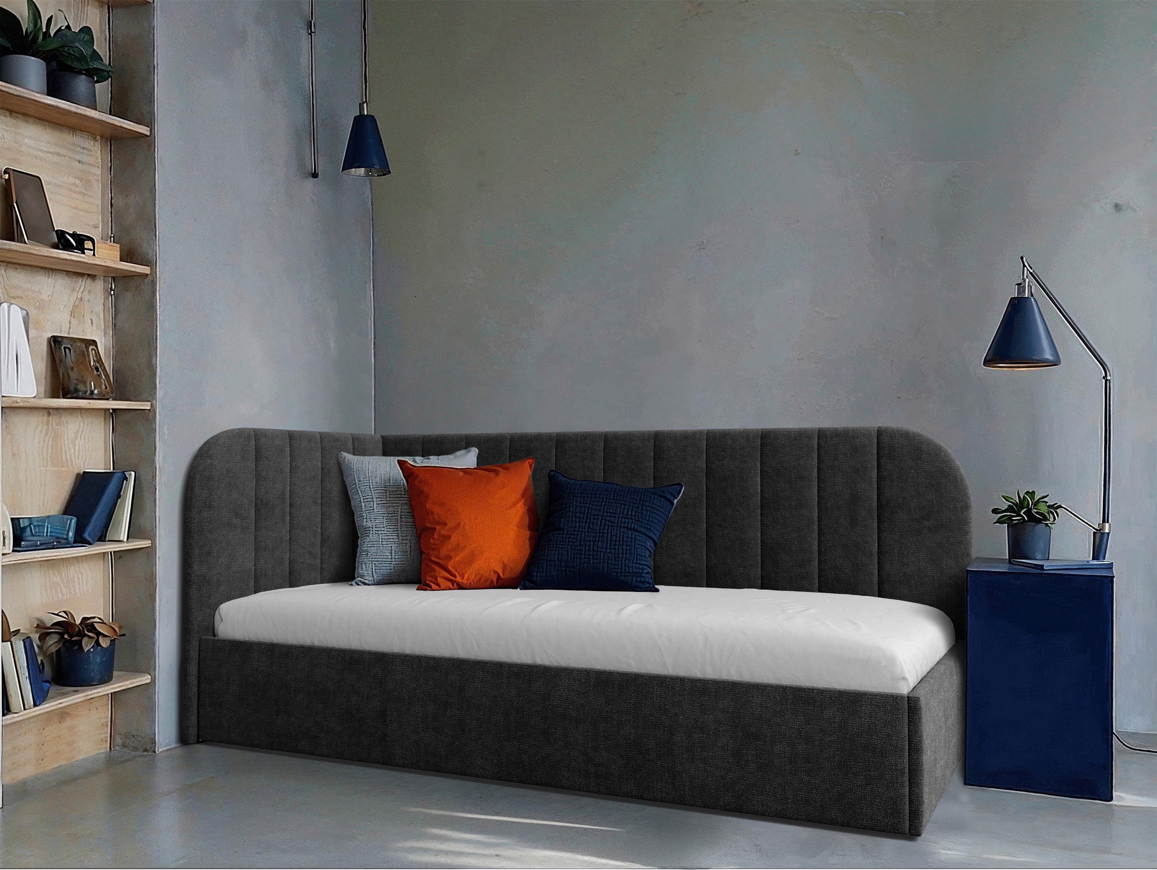 Polsterbett Millow Links Dunkelgrau Lf: 90x200 Cm - Dunkelgrau/Schwarz, MODERN, Holz/Holzwerkstoff (90/200cm) - MID.YOU