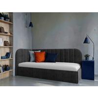 Polsterbett Millow Links Dunkelgrau Lf: 90x200 Cm - Dunkelgrau/Schwarz, MODERN, Holz/Holzwerkstoff (90/200cm) - MID.YOU