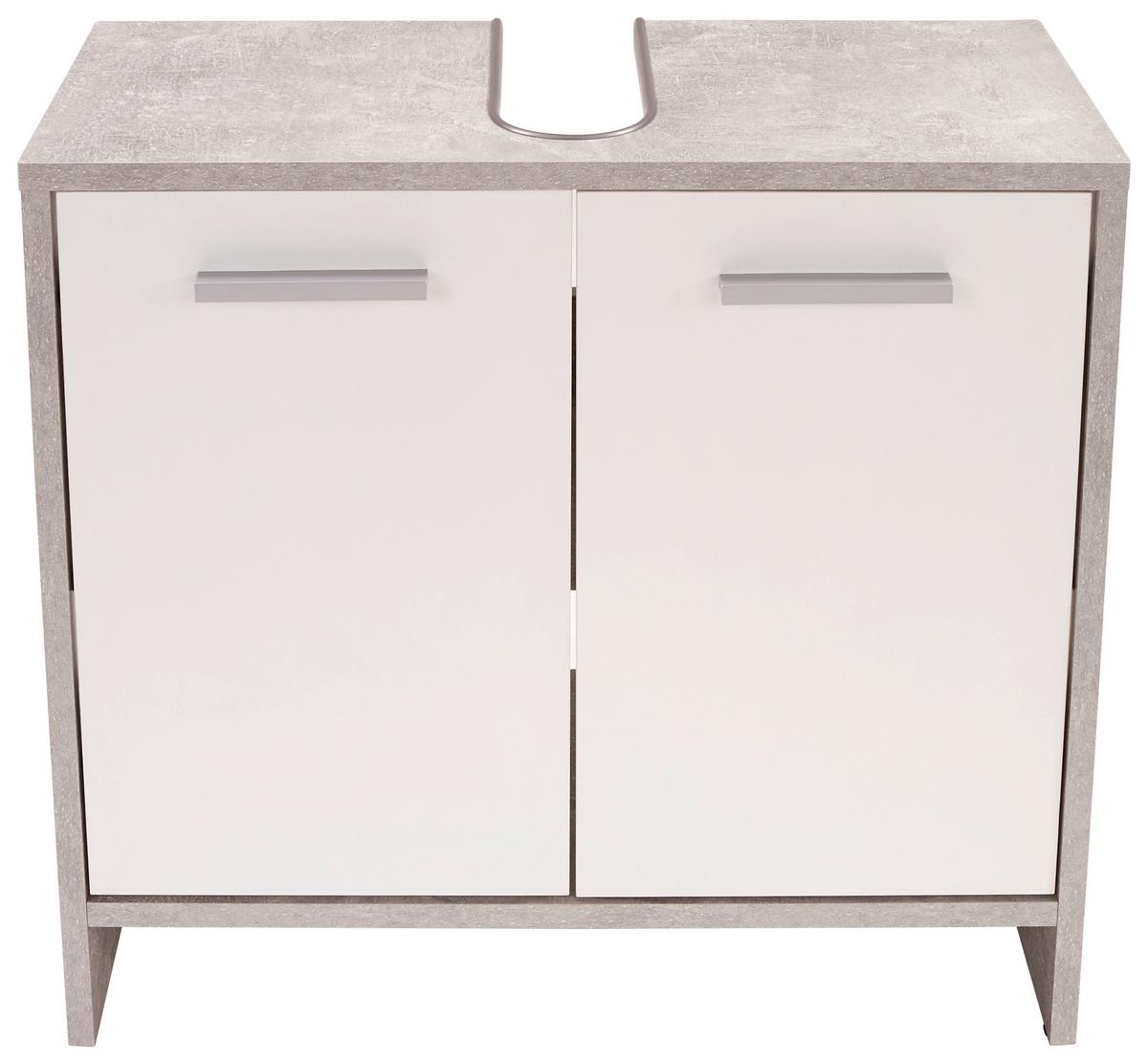 Waschbeckenunterschrank Attack B: 60,4 Cm, Betondekor + Weiß - Hellgrau/Schwarz, MODERN, Holzwerkstoff (60,4/55/28cm)