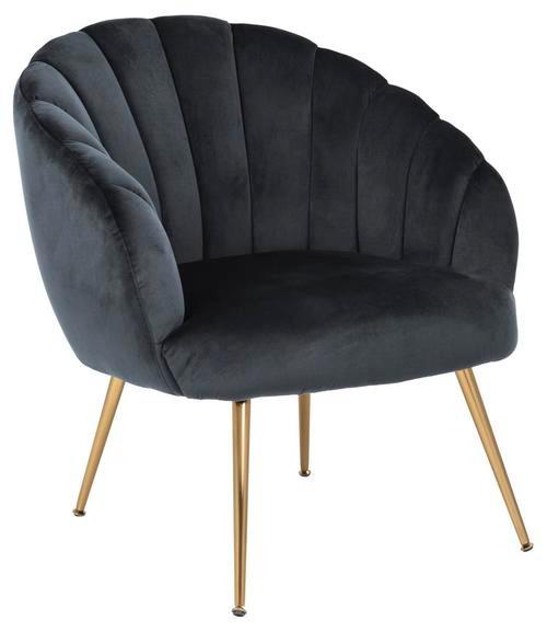 Lounge Kreslo DANIELLA šedá - zlatá/tmavosivá, Design, kov/textil (76/81/76cm) - Livetastic