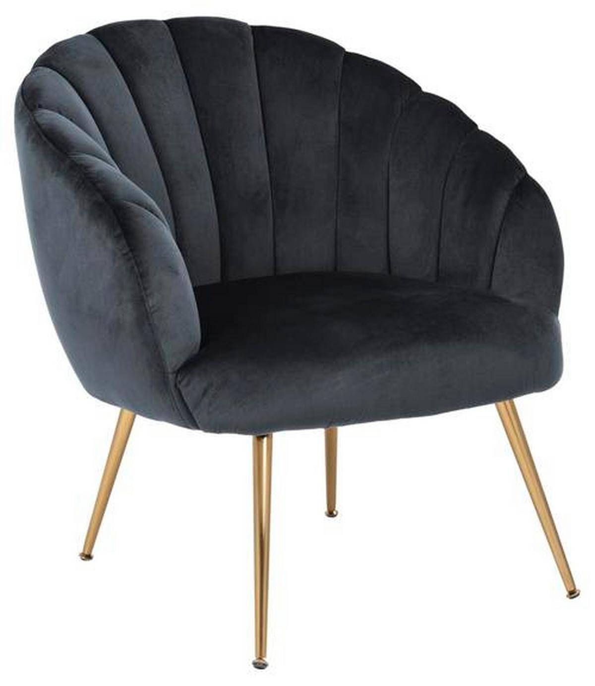 Lounge Křeslo DANIELLA šedá - tmavě šedá/barvy zlata, Design, kov/textil (76/81/76cm) - Livetastic