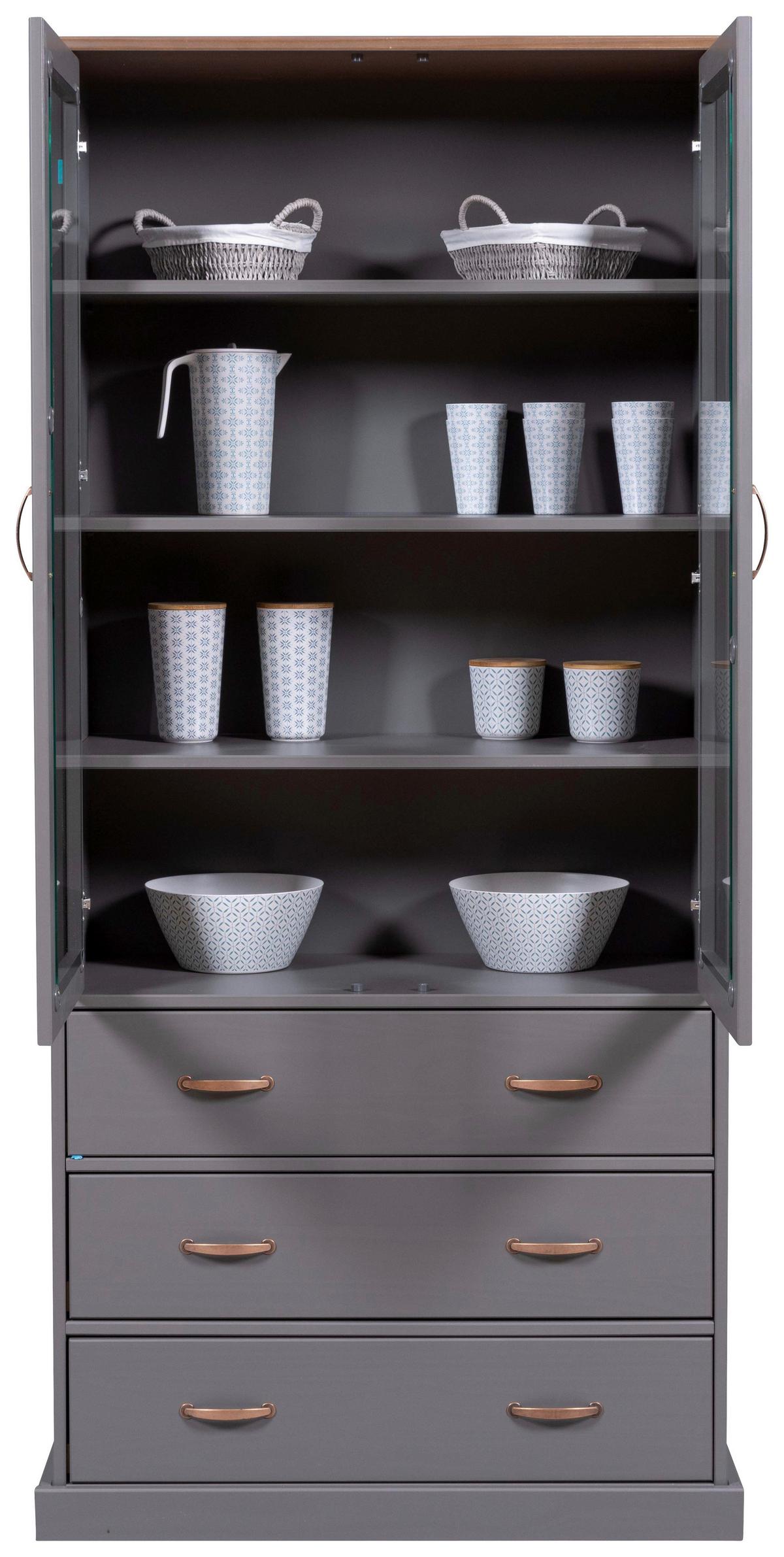 Vitrine Luzerna - Braun/Grau, KONVENTIONELL, Holz (190/90/38,4cm) - MID.YOU