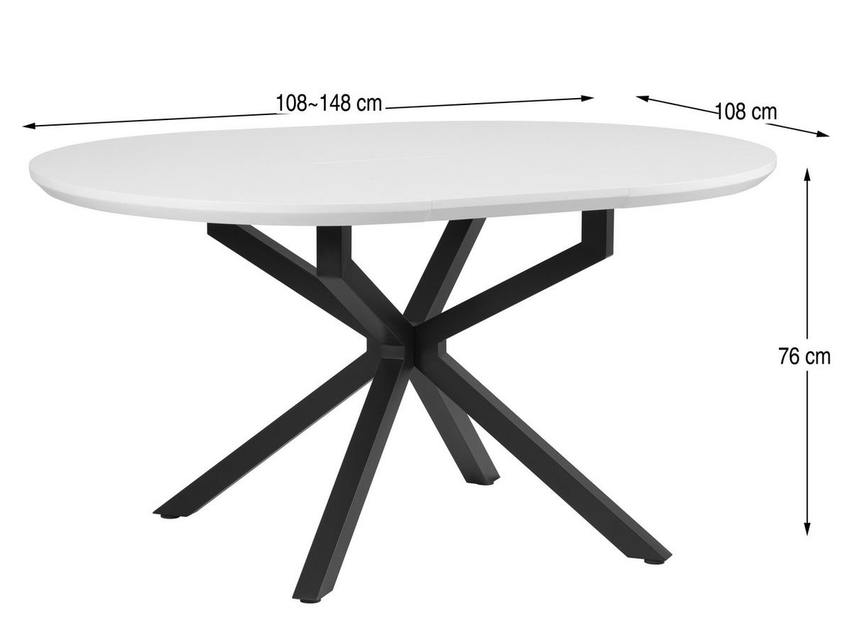 Esstisch Aris Weiß L 108-148 cm - Schwarz/Weiß, MODERN, Holzwerkstoff/Metall (108/148/108/76cm) - Livetastic