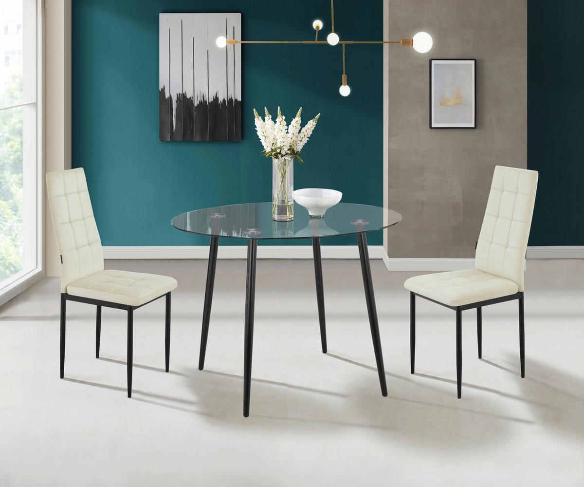 Stuhl-Set Becca Creme Gepolstert 2er Set - Creme/Schwarz, Design, Textil/Metall (42/98/53cm) - MID.YOU