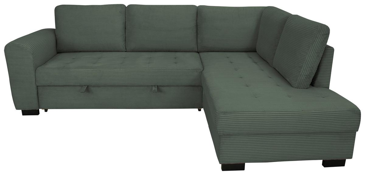 Ecksofa John Grün S: 239x178 cm - Schwarz/Grün, Trend, Textil (239/178cm)