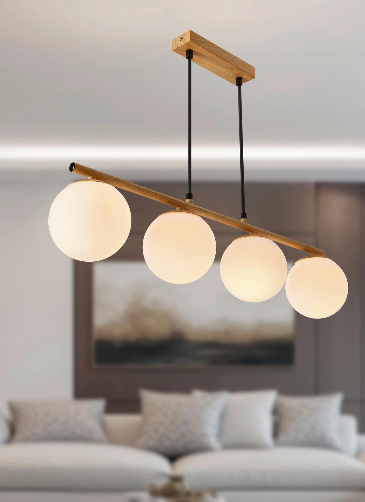 Pendelleuchte 34-37442 Carrine - Eichefarben/Schwarz, KONVENTIONELL, Metall (68/13/100cm)