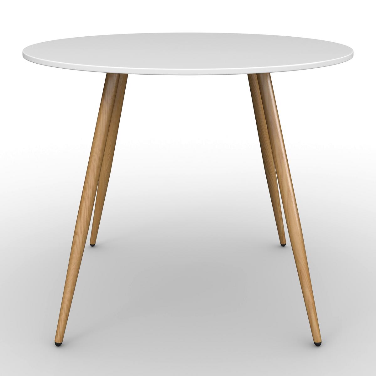 Jedálenský stôl JOHN 100 - biela/farba duba, Modern, kov/kompozitné drevo (100/75cm) - Bessagi Home