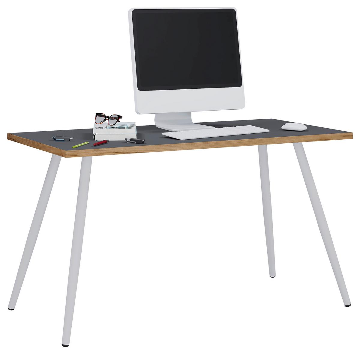 Schreibtisch Anthrazit/Eiche Dekor L:110 cm - Honigeiche/Anthrazit, Design, Holzwerkstoff/Metall (110/50/70cm) - MID.YOU