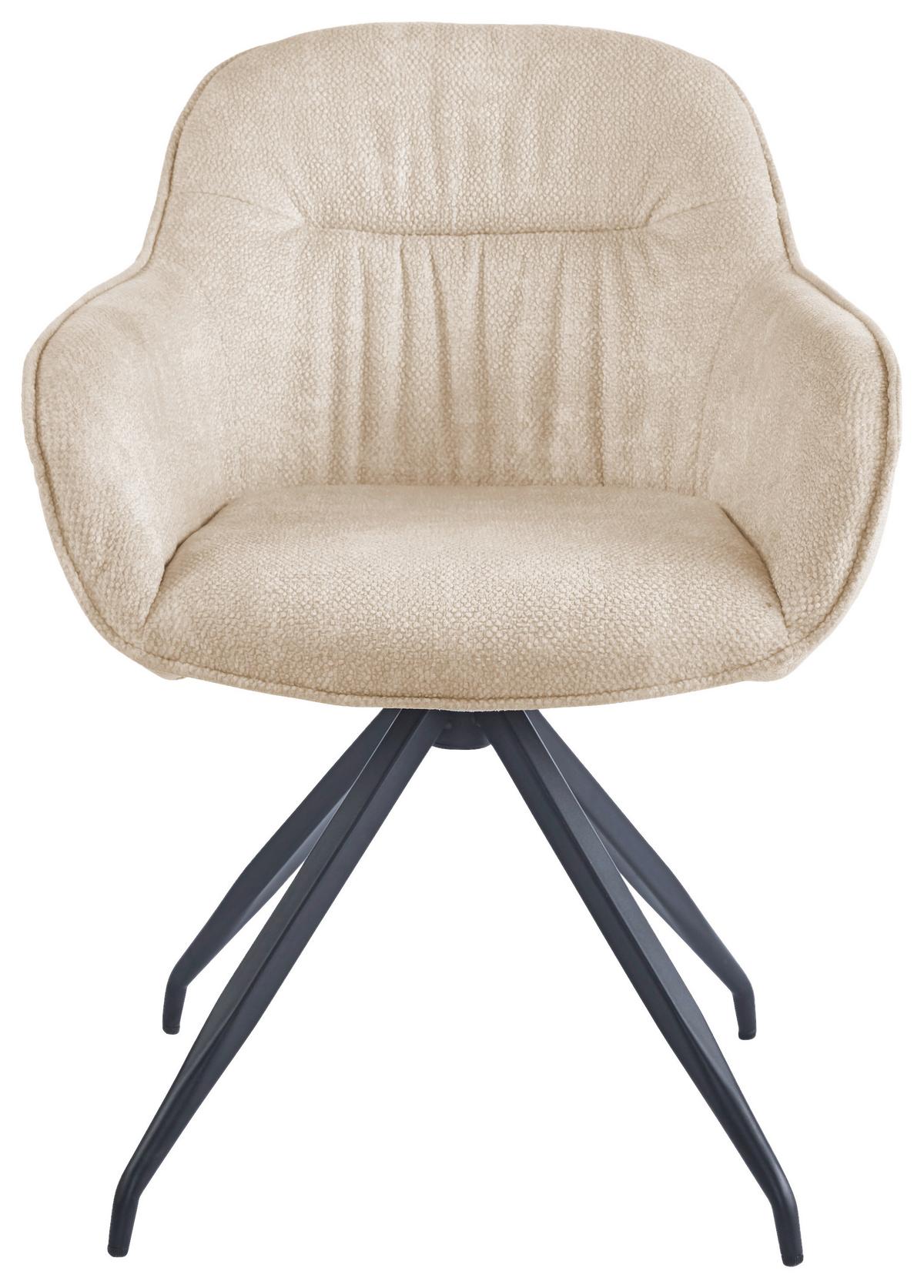 Židle s područkami Nadja, béžová - černá/béžová, Moderní, kov/textil (62/83/63cm) - Mömax