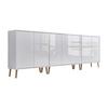Sideboard Mailand 6 B: 263,5 Cm Weiß - Weiß Hochglanz/Eiche Artisan, MODERN, Holzwerkstoff (263,5/86/33cm) - MID.YOU