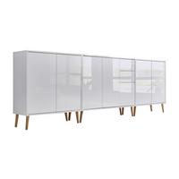 Sideboard Mailand 6 B: 263,5 Cm Weiß - Weiß Hochglanz/Eiche Artisan, MODERN, Holzwerkstoff (263,5/86/33cm) - MID.YOU