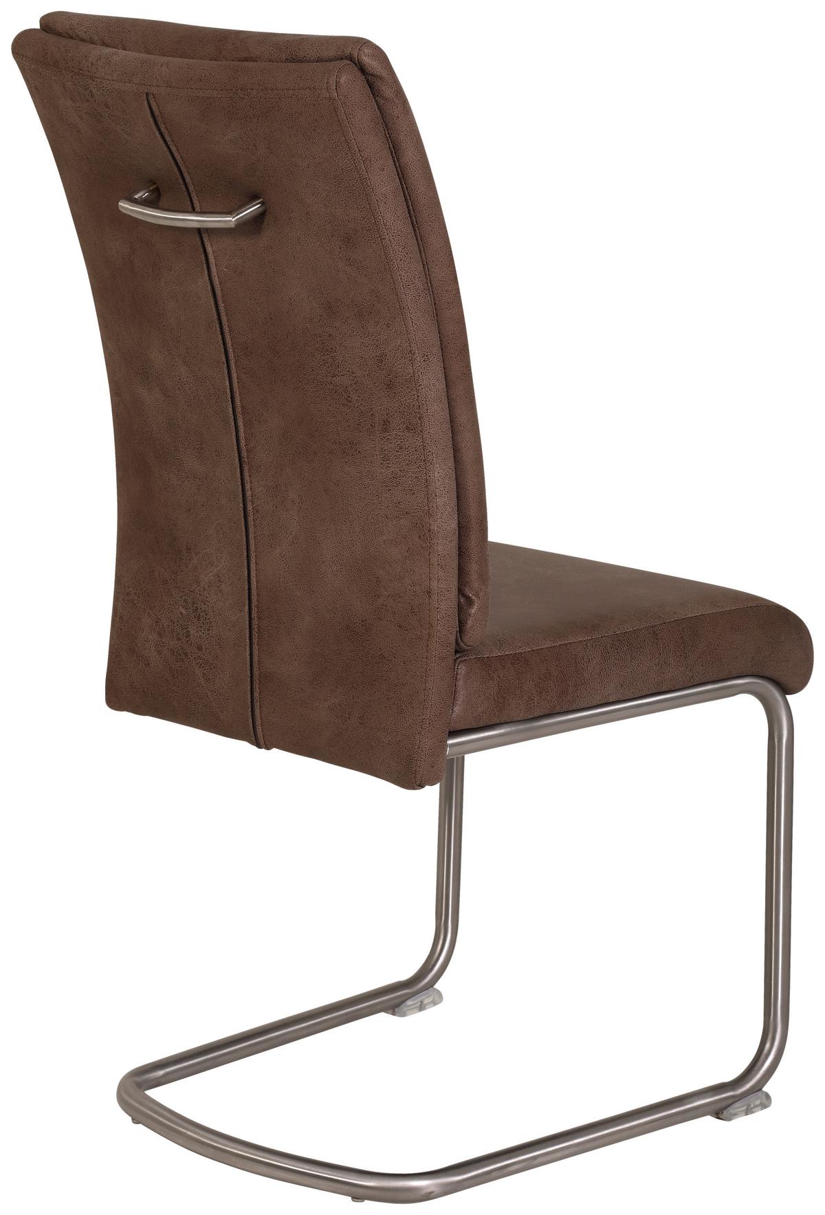 Schwingstuhl-Set Paula S - Edelstahlfarben/Schlammfarben, MODERN, Textil/Metall (45/102/65cm) - MID.YOU