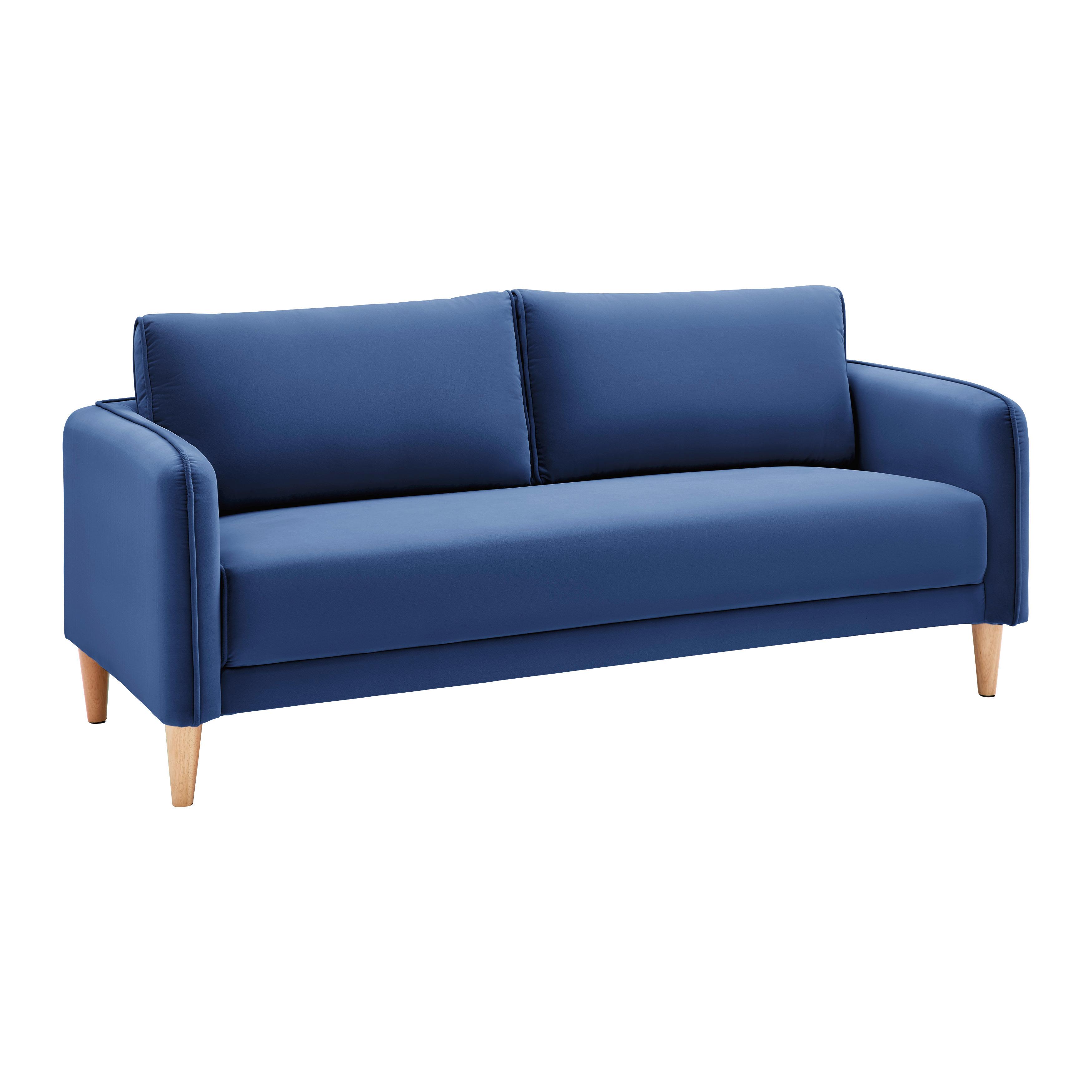 Pohovka LIVIA tmavomodrá - prírodná farba/tmavomodrá, Modern, drevo/textil (176/78/76cm) - Bessagi Home