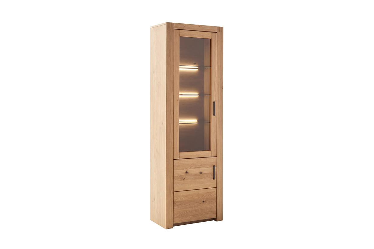 Vitrine Prag - Eichefarben, Design, Glas/Holz (66/203/37cm) - Livetastic