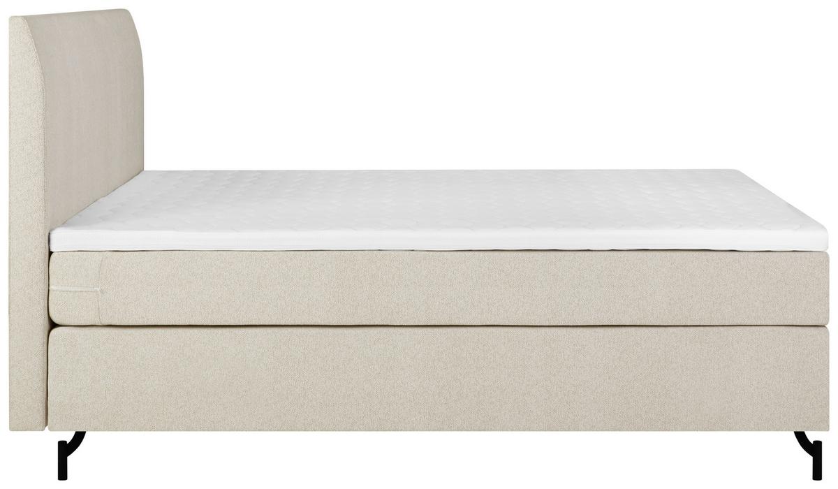 Boxspringbett mit Topper 140x200 cm Linz, Creme - Creme/Schwarz, MODERN, Textil (140/200cm) - MID.YOU