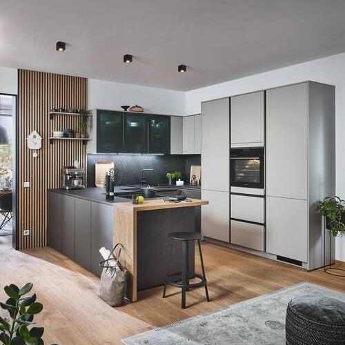 Einbauküche Ip3150 - Graubraun/Braun, Basics, Holzwerkstoff