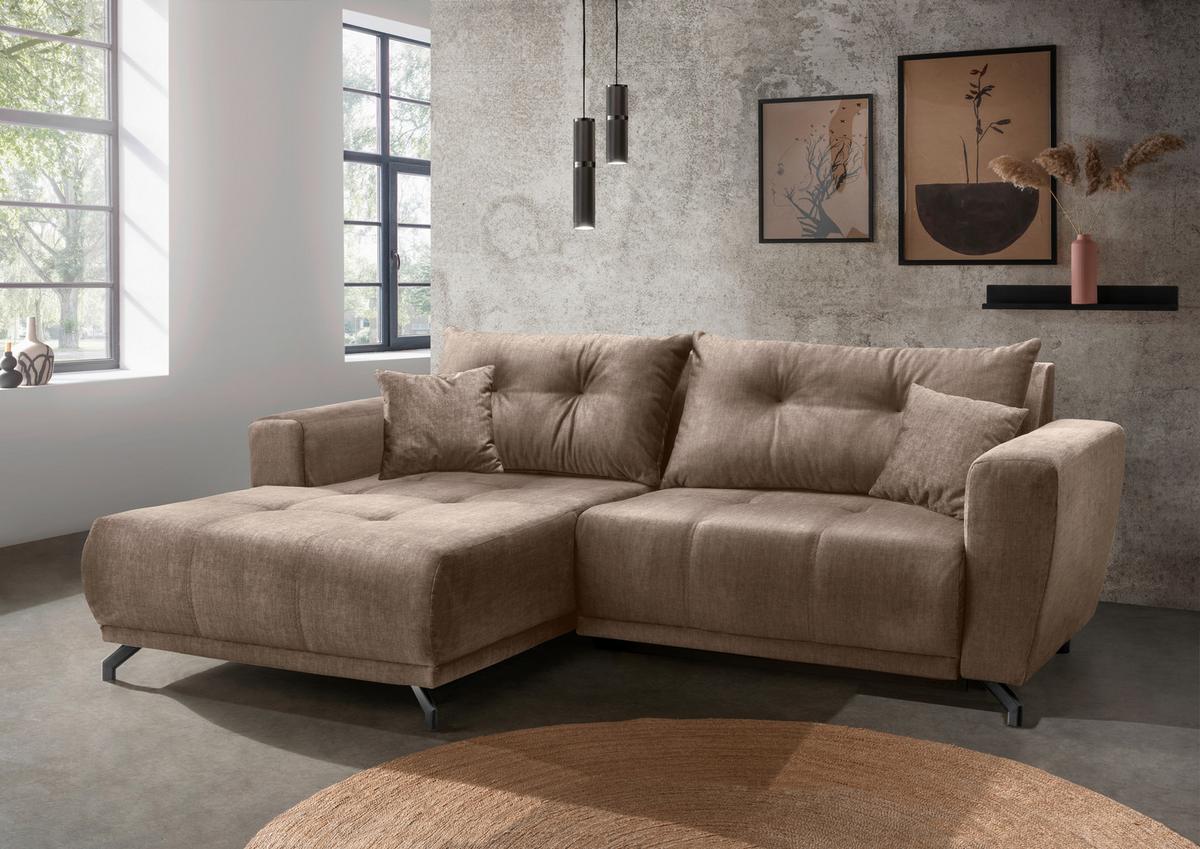 Ecksofa Restato Hellbraun S: 177x246 cm - Hellbraun/Schwarz, MODERN, Textil (177/246cm) - MID.YOU