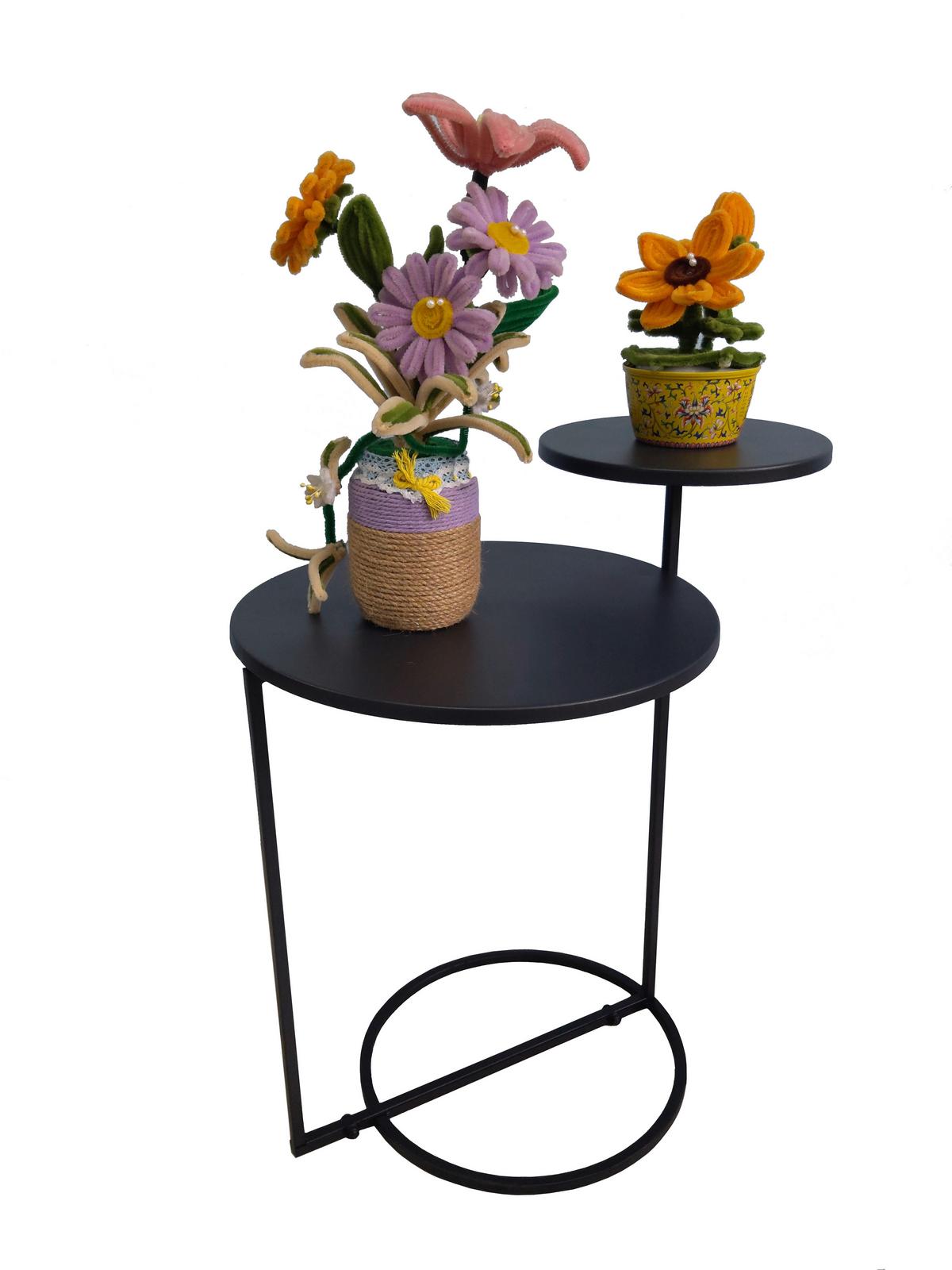 Gartenbeistelltisch Beistelltisch Iris - Anthrazit, Basics, Metall (35/55/47cm)