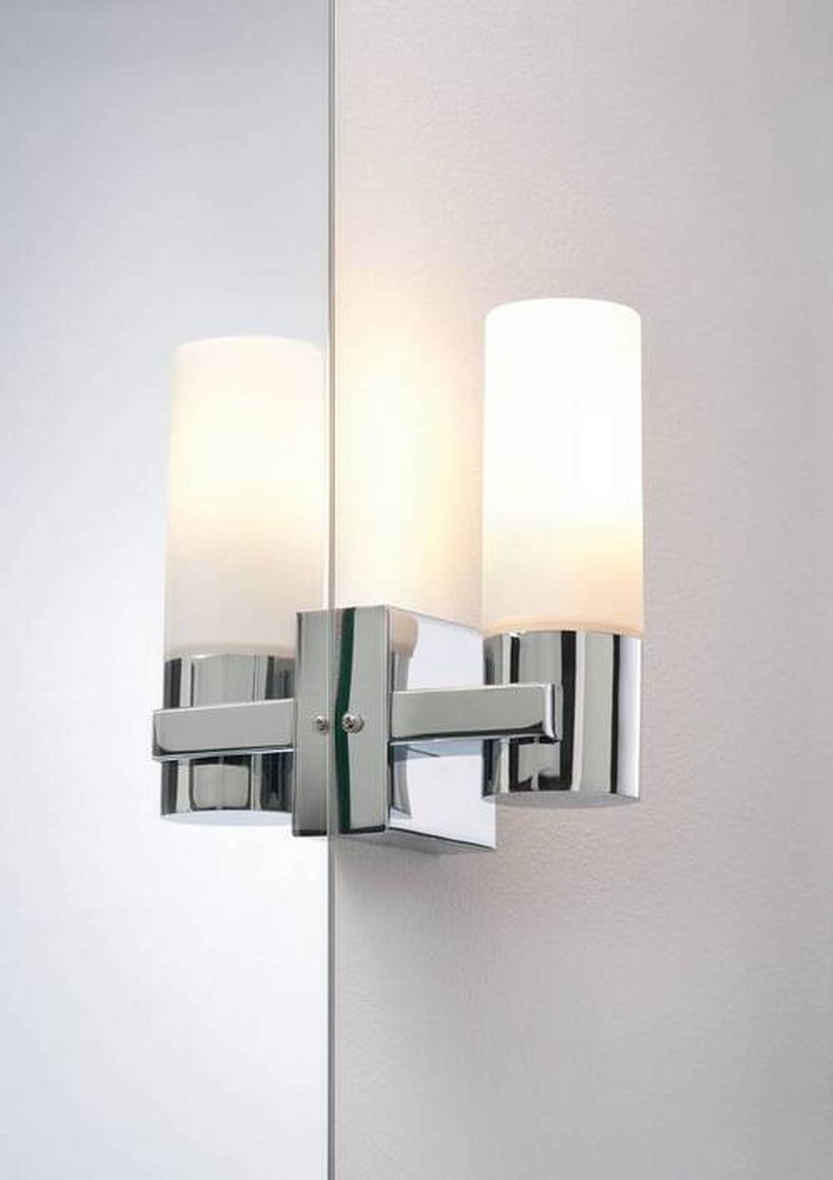 Wandleuchte Gemini Ip44 2-Flammig 2er-Set Milchglas - Chromfarben, Basics, Glas/Metall (8,5/19,5/10,5cm) - Paulmann