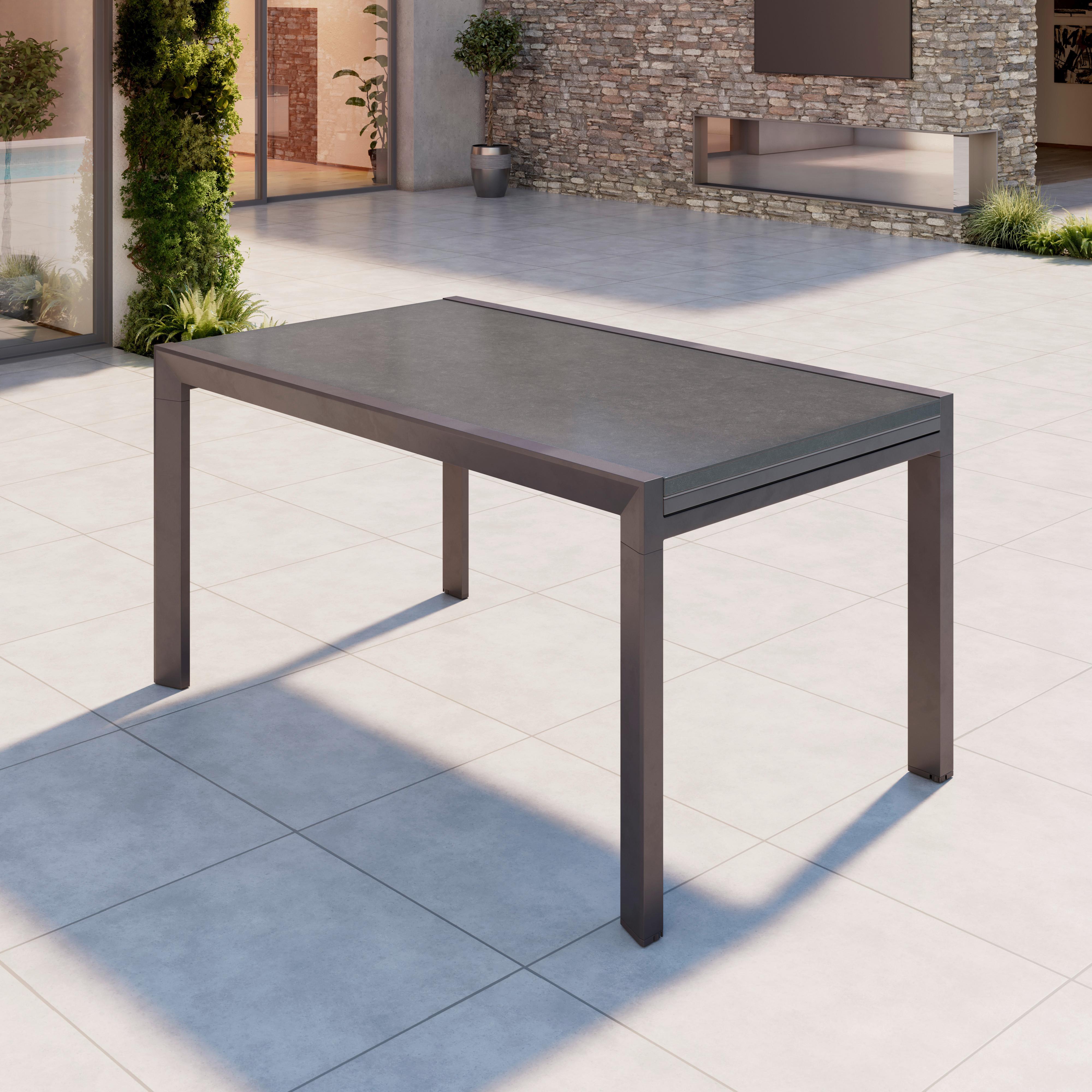 ZAHRADNÍ STŮL LISA - antracitová, Moderní, kov/sklo (150-250/90/75,5cm) - Mömax