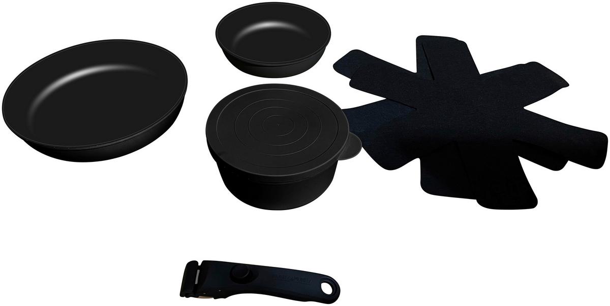 Sada hrncov SPACE - čierna, Konventionell, kov/plast (18,20,26cm) - Mömax