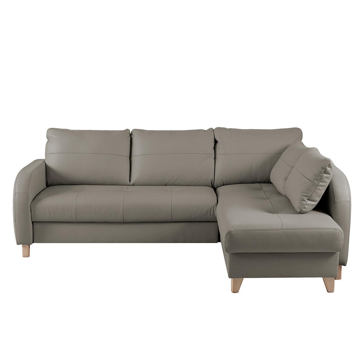 Ecksofa Compact Schlammfarben B: 227x168 cm - Schlammfarben/Buchefarben, Design, Leder/Textil (227/168cm) - Livetastic