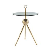 Beistelltisch Mit Glasplatte Rund Ontario, Grau/gold - Goldfarben/Grau, MODERN, Glas/Metall (46/46/52cm) - Kayoom