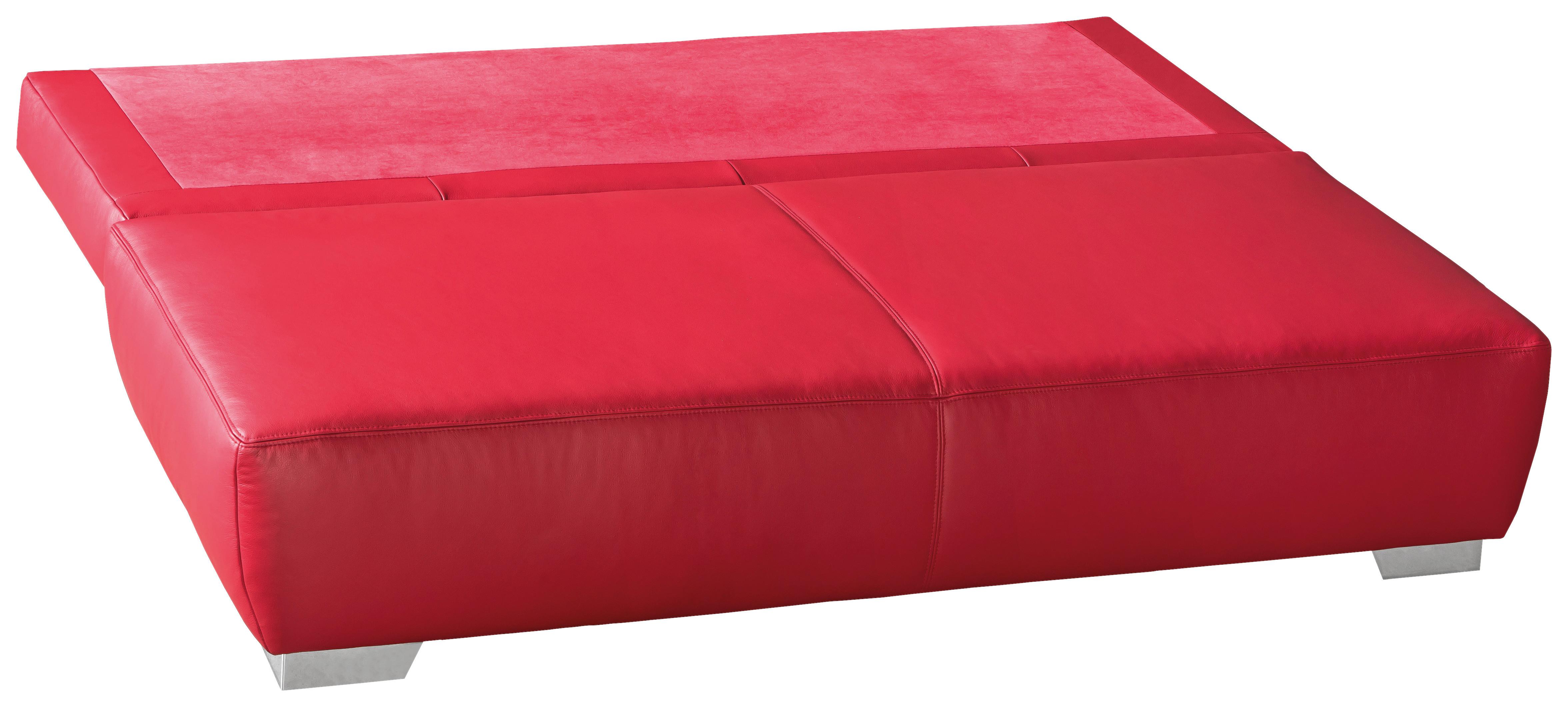 2-sitzer-sofa Mit Schlaffunkt. Und Bettkasten Nikita Rot Leder - Chromfarben/Rot, KONVENTIONELL, Leder (195/85/90cm) - Livetastic