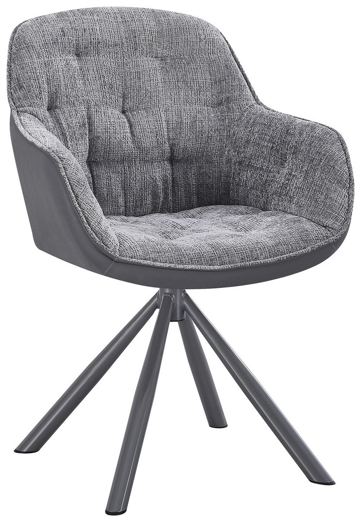 Židle s područkami Eileen šedá látka - šedá, Moderní, kov/textil (62/85/61cm) - Mömax