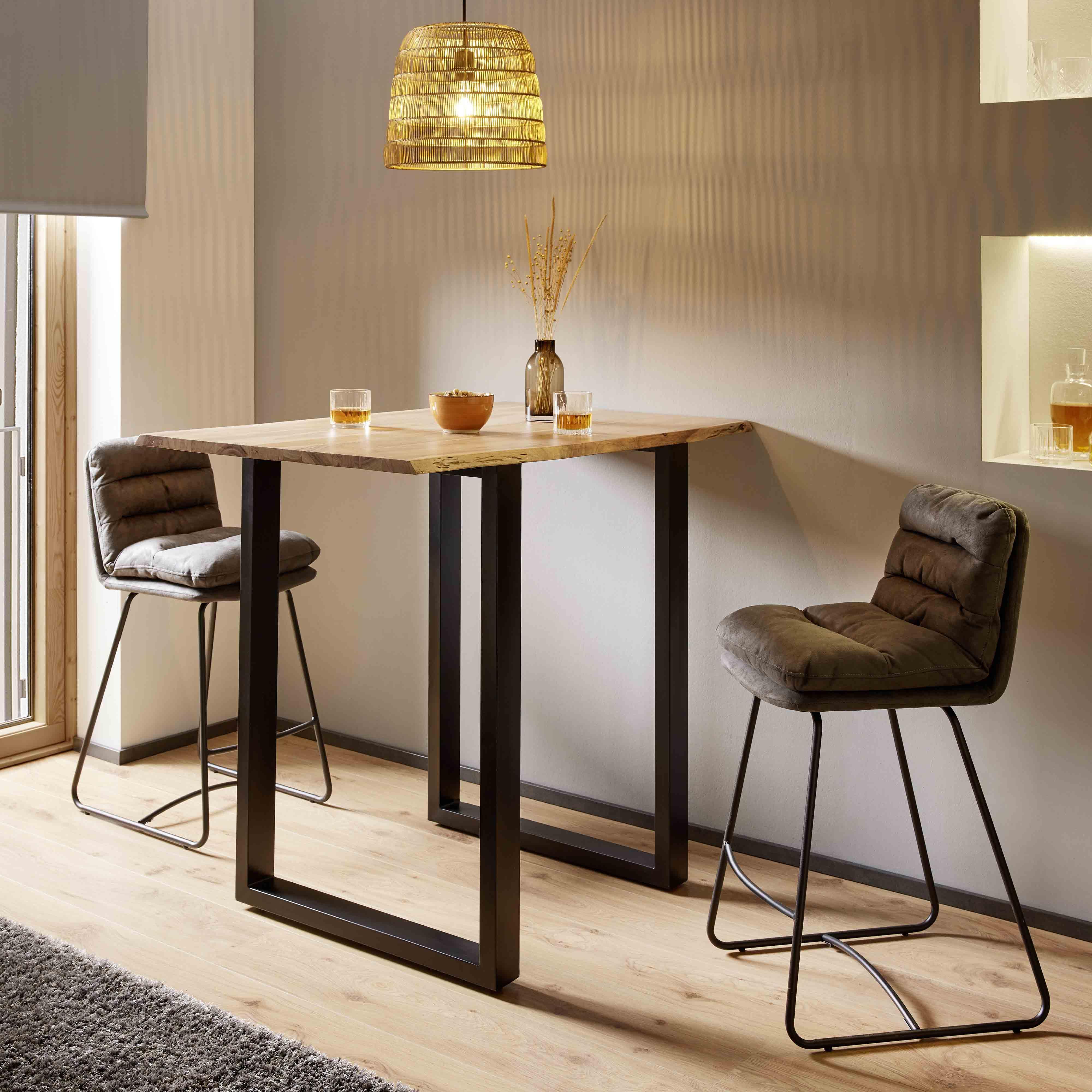Barový Stůl Finn 120x80 Cm - černá/barvy akácie, Moderní, kov/dřevo (120/105/80cm) - Bessagi Home