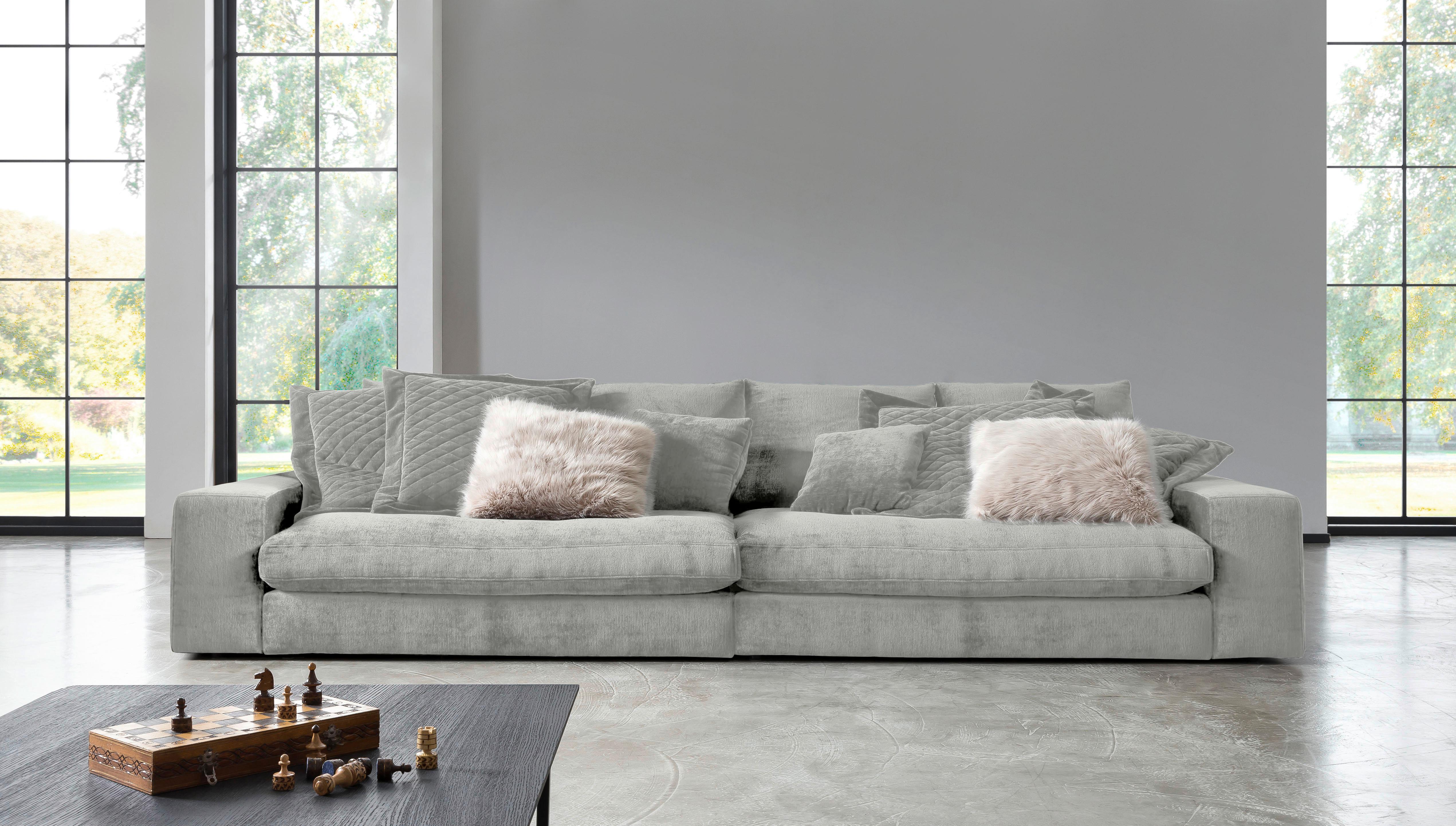 Bigsofa Be Relaxed - Silberfarben/Schwarz, MODERN, Textil (273/67/125cm) - MID.YOU
