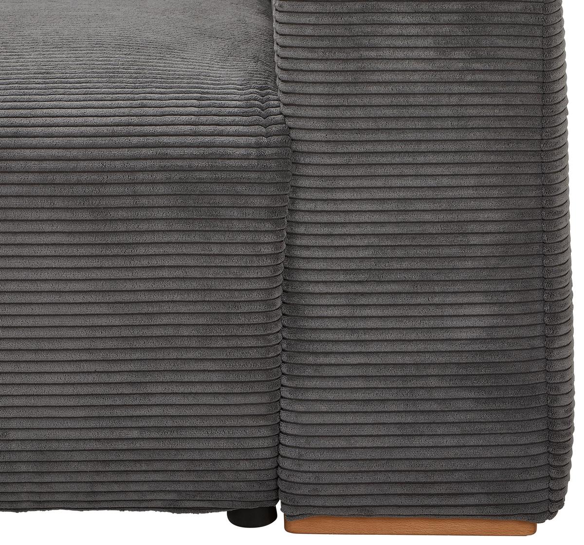 Schlafsofa Vouge Grau Bettkasten, B: 255 Cm - Buchefarben/Schwarz, KONVENTIONELL, Textil (255/86/123cm) - Livetastic