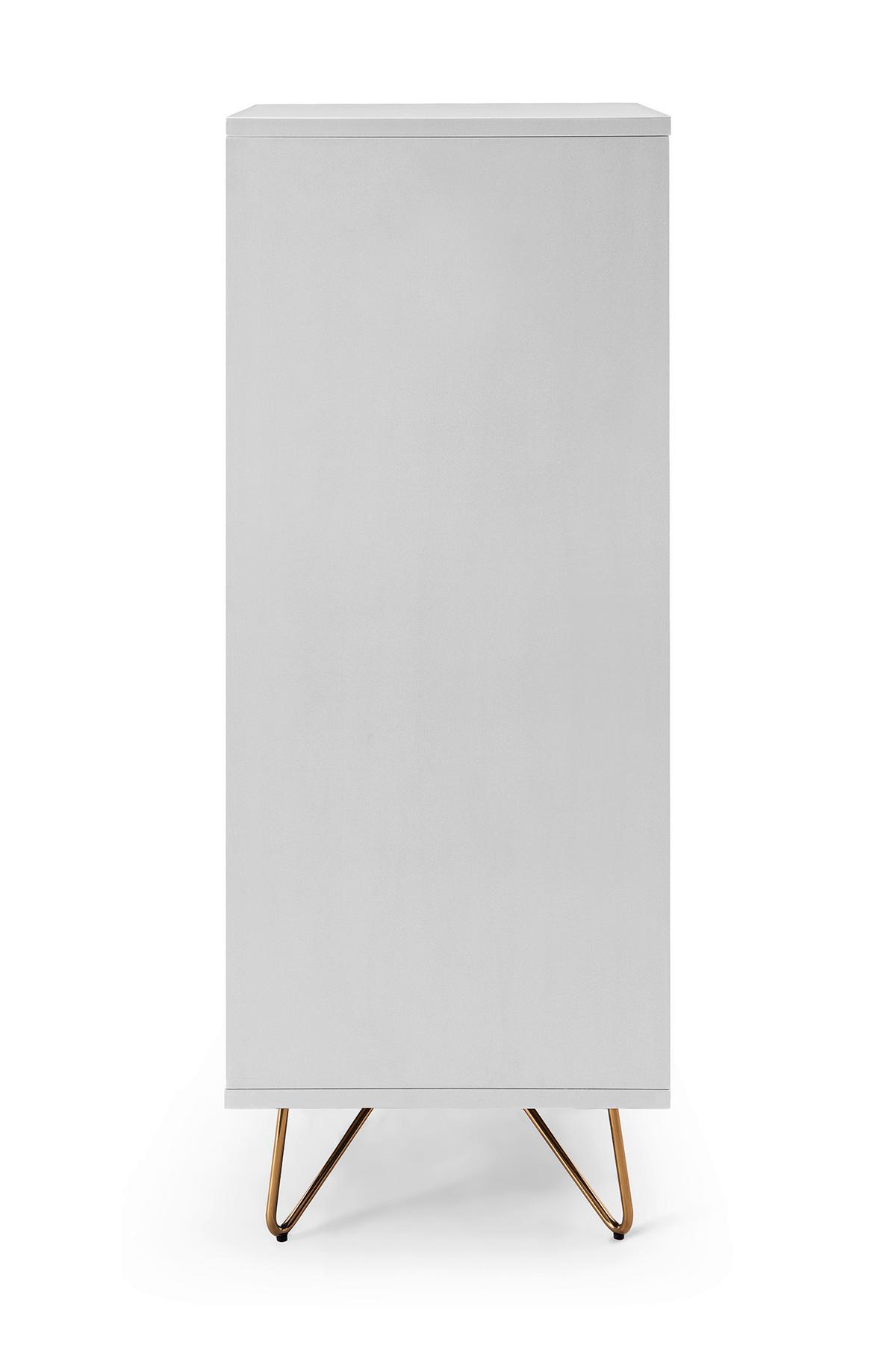 Kommode Weiß B: 45cm - Messingfarben/Weiß, Design, Glas/Holzwerkstoff (45/110/40cm) - Livetastic