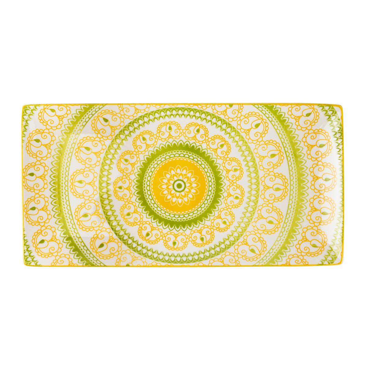 Servírovací podnos Maja, 25/13cm - zelená/žlutá, Lifestyle, keramika (25/13/1,6cm) - Mömax