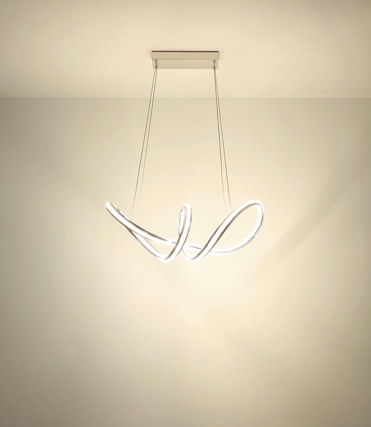 Led-hängeleuchte Memory-Funktion - Klar/Chromfarben, Design, Kunststoff/Metall (60/28/120cm) - Globo