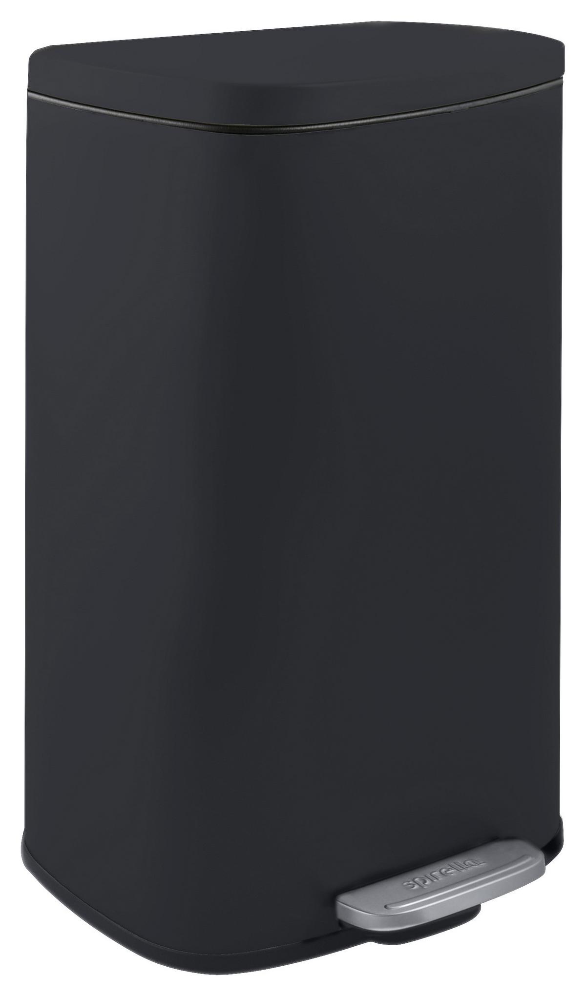 Treteimer Akira 30l Schwarz Metall Lbh: 34,3x23,5x62,9 - Schwarz, Basics, Kunststoff/Metall (34,3/23,5/62,9cm) - Spirella