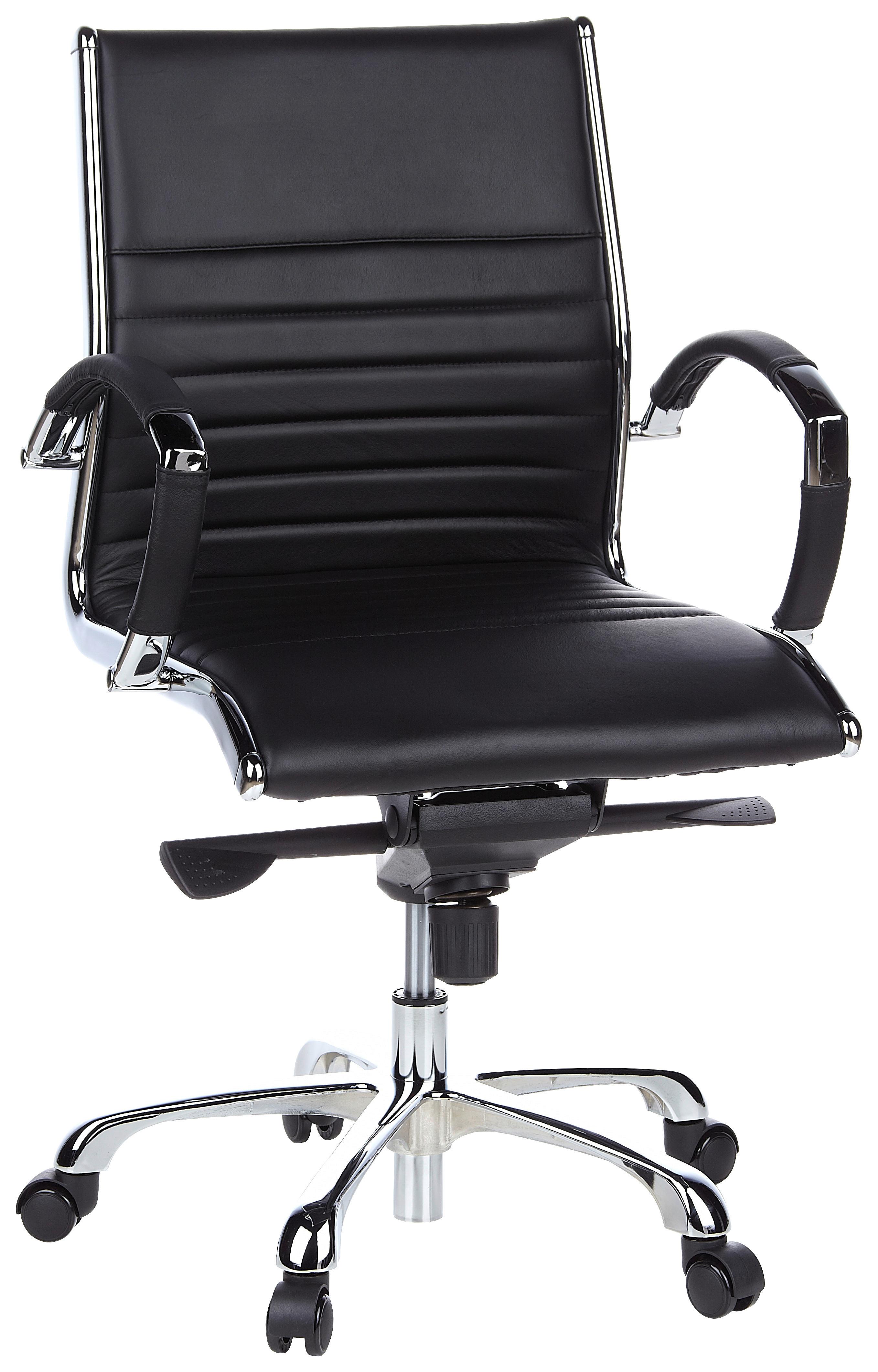 Drehstuhl Parma 10 Schwarz - Chromfarben/Schwarz, MODERN, Leder/Kunststoff (60/111/50cm) - MID.YOU