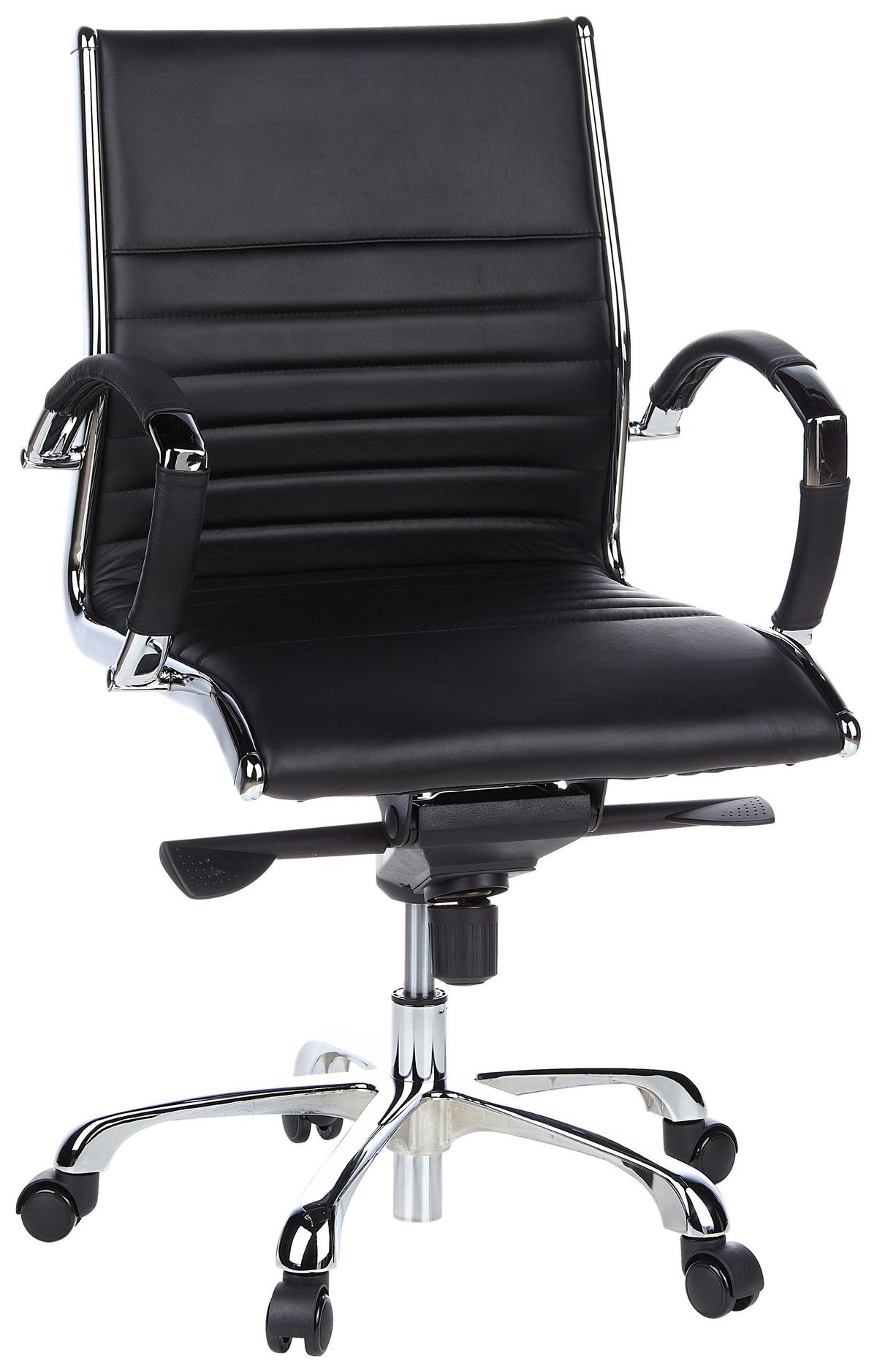 Drehstuhl Parma 10 Schwarz - Chromfarben/Schwarz, MODERN, Leder/Kunststoff (60/111/50cm) - MID.YOU