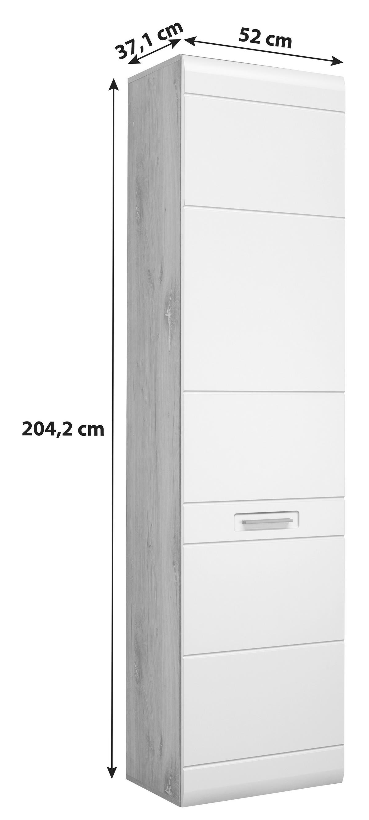Garderobenschrank Auris Weiß/eiche Dekor B: 52 Cm - Eichefarben/Weiß, MODERN (52/204,2/37,1cm) - Luca Bessoni