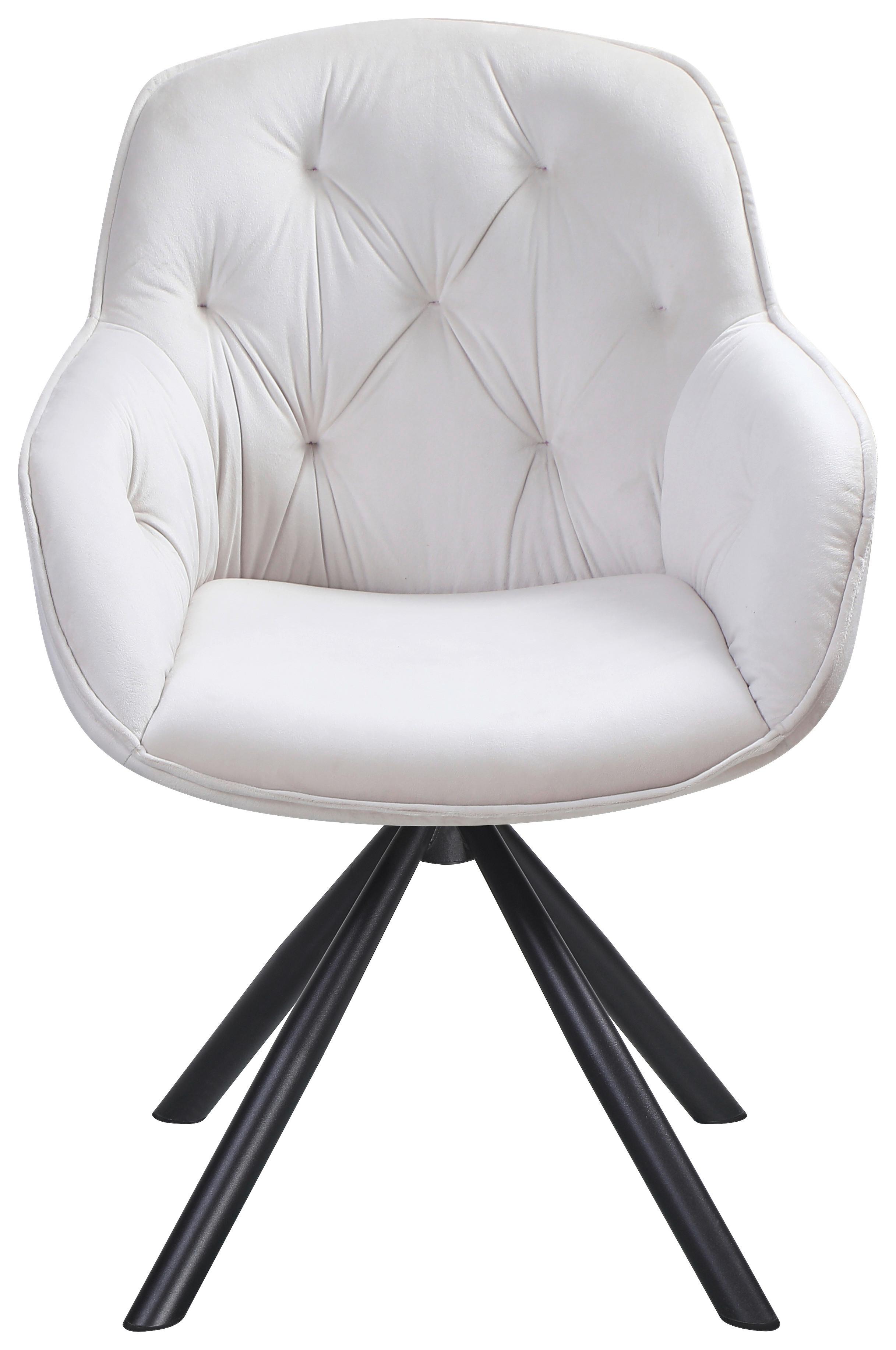 Armlehnstuhl Silvi Samt Beige 360° drehbar - Beige/Schwarz, KONVENTIONELL, Textil/Metall (62/85/62cm)