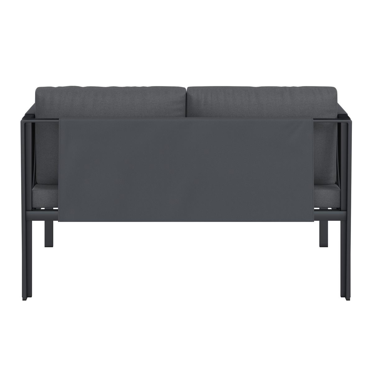 Loungegarnitur 4-tlg Padua Metall/kunststoff Mit Kissen - Dunkelgrau/Schwarz, MODERN, Holz/Kunststoff - Beldano