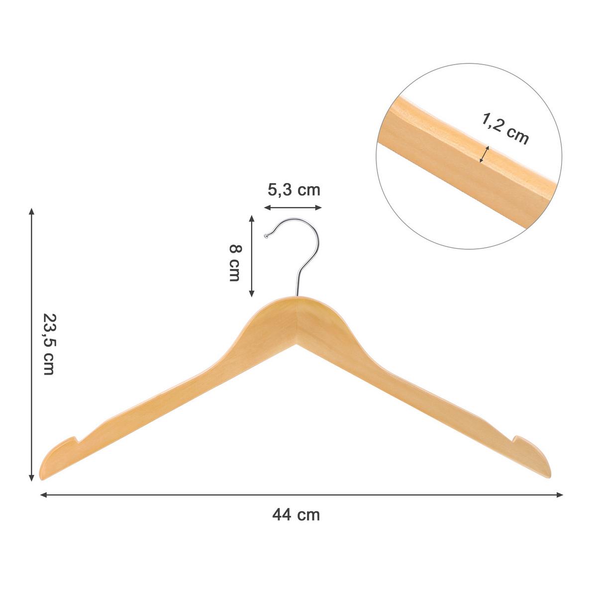 Kleiderbügelset Silberfarben/Ahornfarben 44 cm - Silberfarben/Ahornfarben, Basics, Holz (44cm)