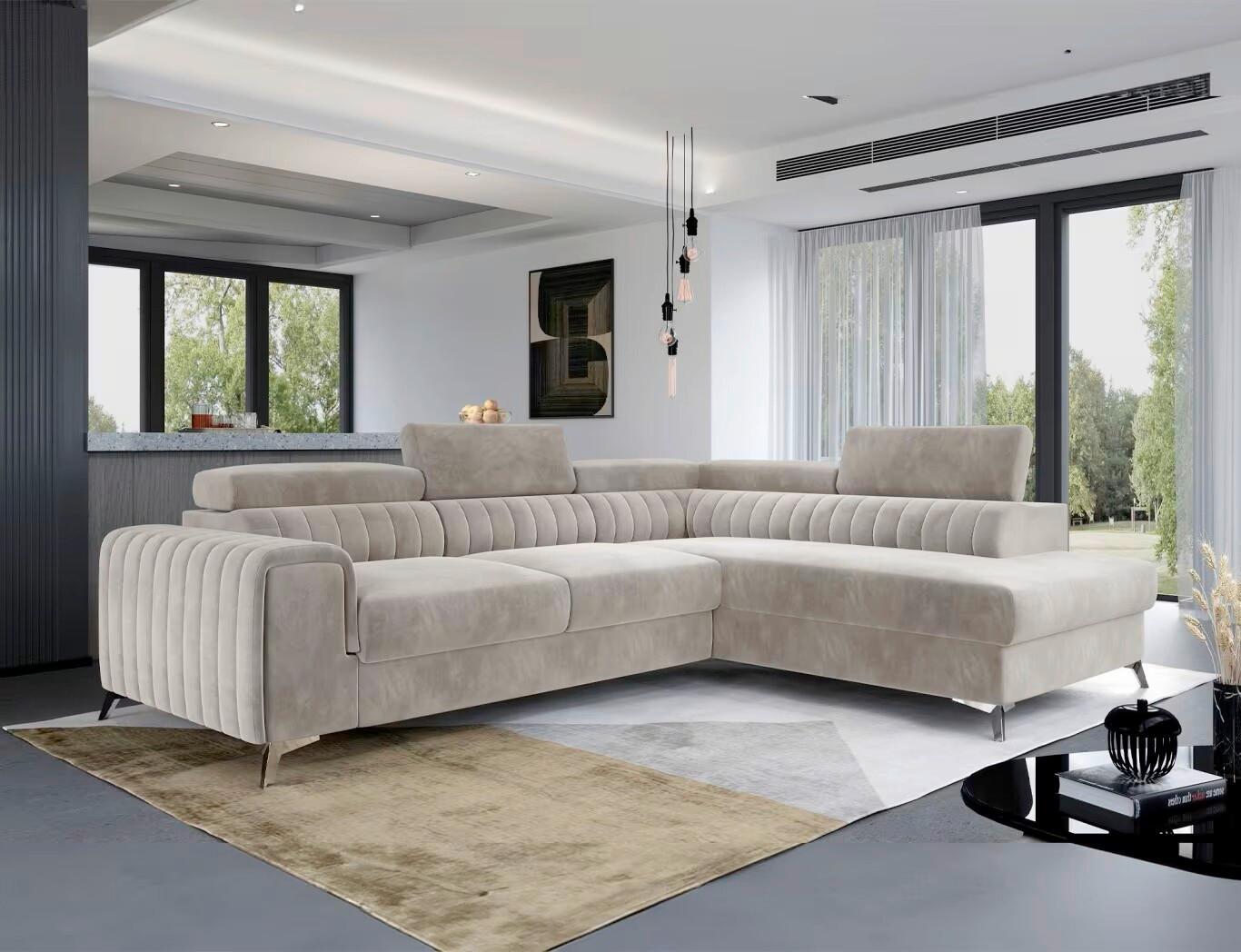 Ecksofa Laurence Beige S: 278x205 cm - Beige/Silberfarben, Design, Textil (278/205cm) - MID.YOU