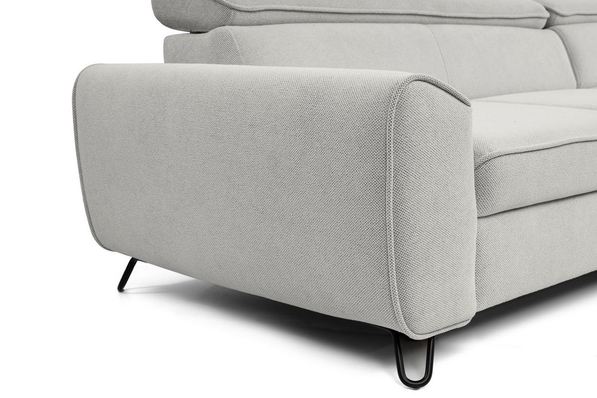 Rohová sedačka IDYLLA, pravá světle šedá,úl.prostor,lůžko - černá/světle šedá, Design, kov/textil (250/200cm)